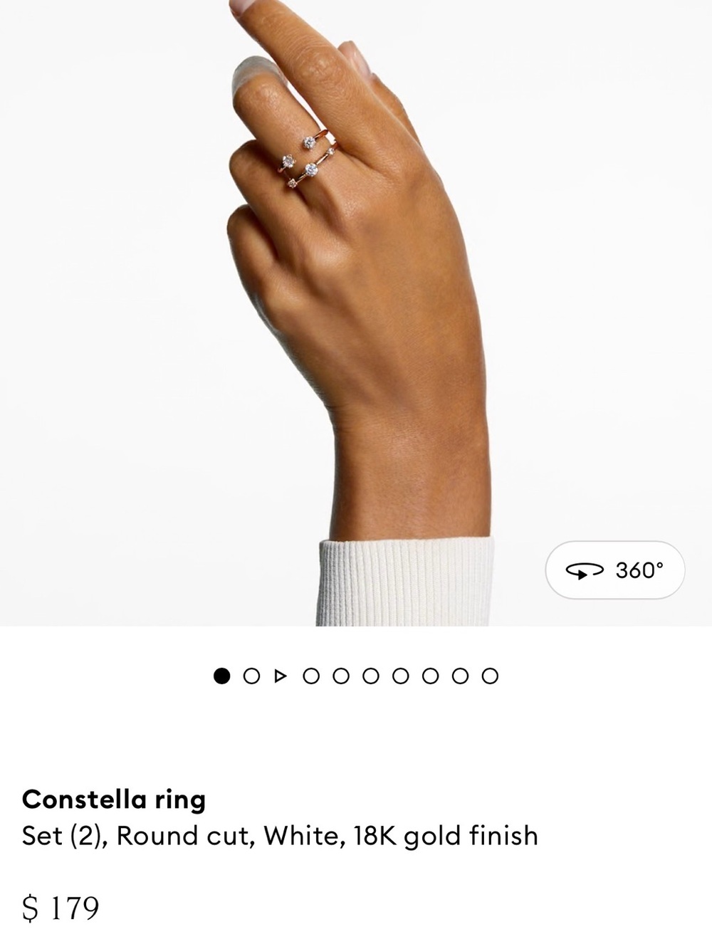 Swarovski Gold-Tone Open Ring Set with White Stones